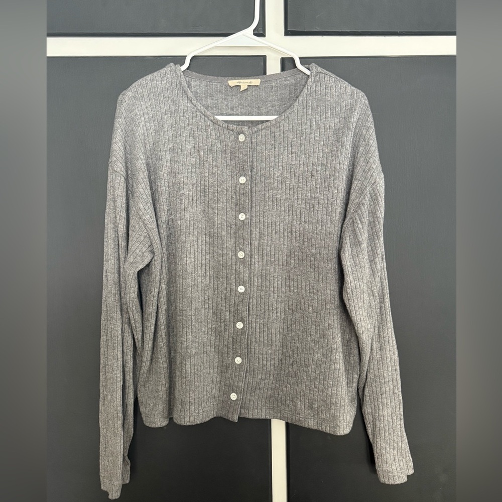 Madewell Gray Ribbed Knit Sweater